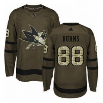 Mens Adidas San Jose Sharks 88 Brent Burns Authentic Green Salute to Service NHL Jersey