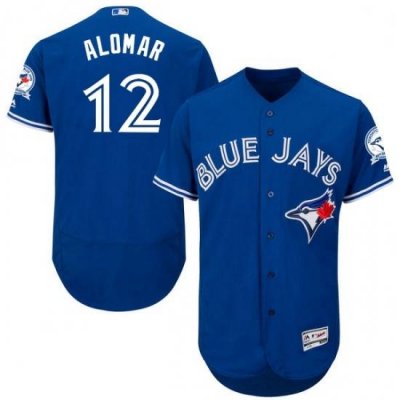 Mens Majestic Toronto Blue Jays 12 Roberto Alomar Blue Alternate Flex Base Authentic Collection MLB Jersey