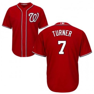 Youth Majestic Washington Nationals 7 Trea Turner Authentic Red Alternate 1 Cool Base MLB Jersey