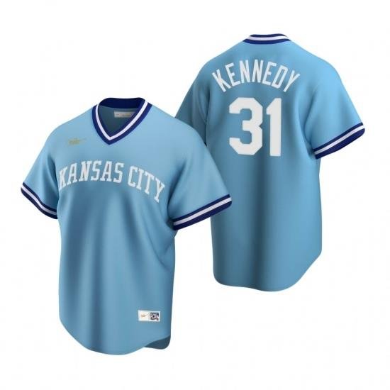 Mens Nike Kansas City Royals 31 Ian Kennedy Light Blue CooperstoWn Collection Road Stitched Baseball Jerse