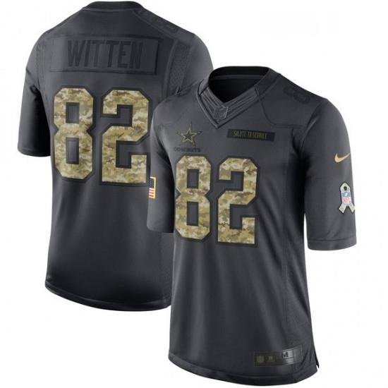 Mens Nike Dallas Cowboys 82 Jason Witten Limited Black 2016 Salute to Service NFL Jersey