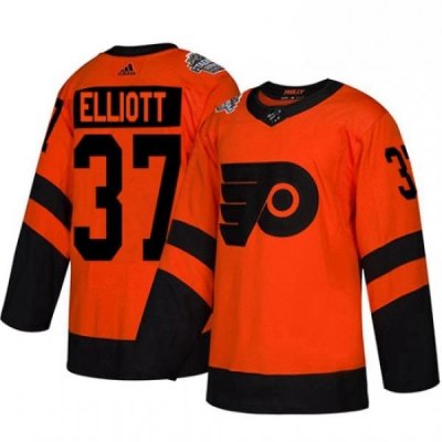 Womens Adidas Philadelphia Flyers 37 Brian Elliott Orange Authentic 2019 Stadium Series Stitched NHL Jersey