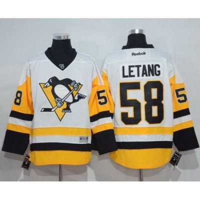 Penguins #58 Kris Letang White New Away Stitched NHL Jersey