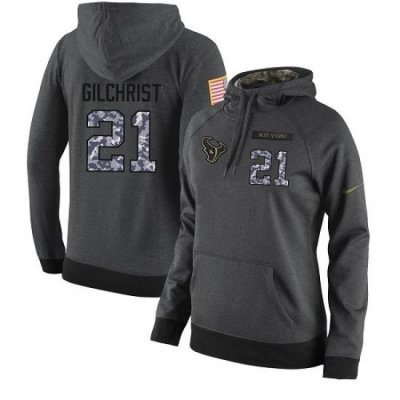 NFL Womens Nike Houston Texans 21 Marcus Gilchrist Stitched Black Anthracite Salute to Service Player Performance Hoodie