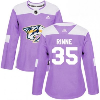 Womens Adidas Nashville Predators 35 Pekka Rinne Authentic Purple Fights Cancer Practice NHL Jersey