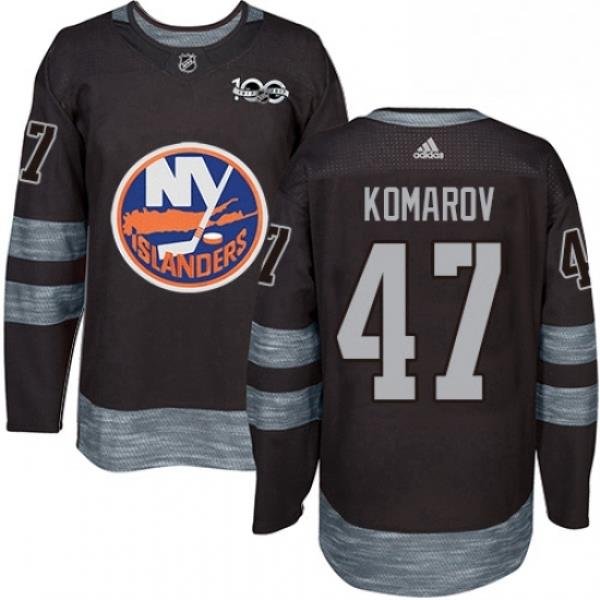 Mens Adidas New York Islanders 47 Leo Komarov Authentic Black 1917 2017 100th Anniversary NHL Jersey