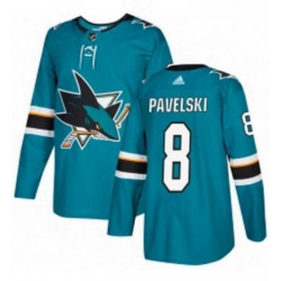 Mens Adidas San Jose Sharks 8 Joe Pavelski Premier Teal Green Home NHL Jersey