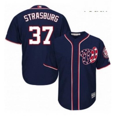 Youth Majestic Washington Nationals 37 Stephen Strasburg Replica Navy Blue Alternate 2 Cool Base MLB Jersey