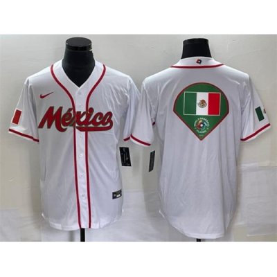 Men Mexico Baseball 2023 White World Baseball Classic Team Big Logo Stitched Jersey 2