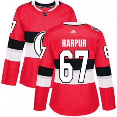 Womens Adidas Ottawa Senators 67 Ben Harpur Authentic Red 2017 100 Classic NHL Jersey