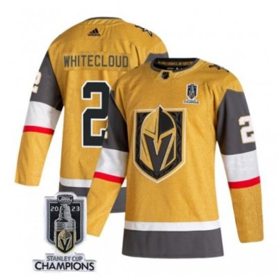 Men Women Youth Vegas Golden Knights #2 Zach Whitecloud Gold 2023 Stanley Cup Champions Stitched Jersey