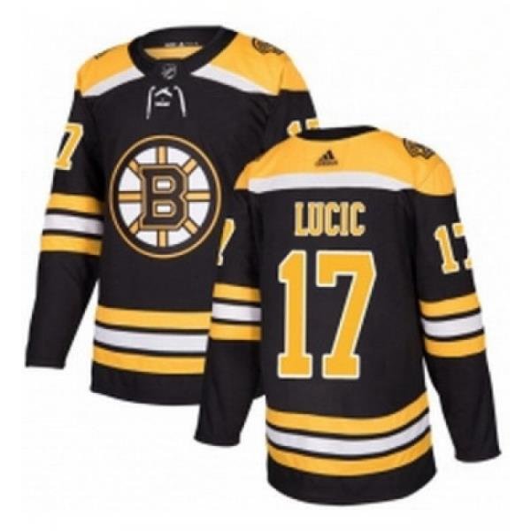 Youth Adidas Boston Bruins 17 Milan Lucic Premier Black Home NHL Jersey