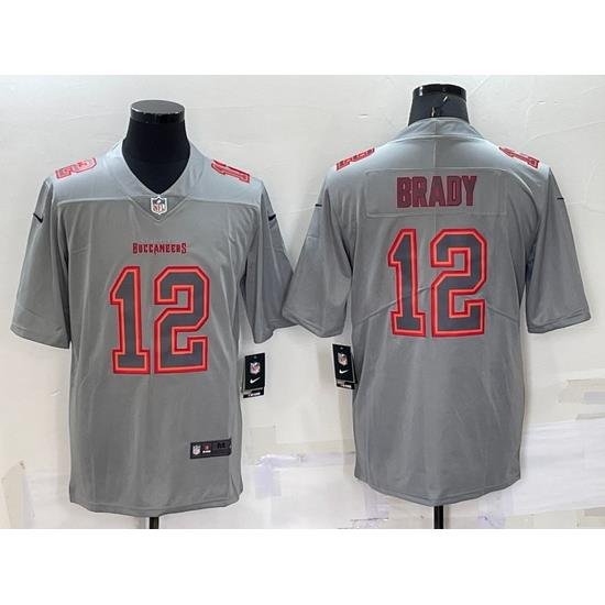 Men Tampa Bay Buccaneers 12 Tom Brady Grey Atmosphere Fashion Stitched Jersey