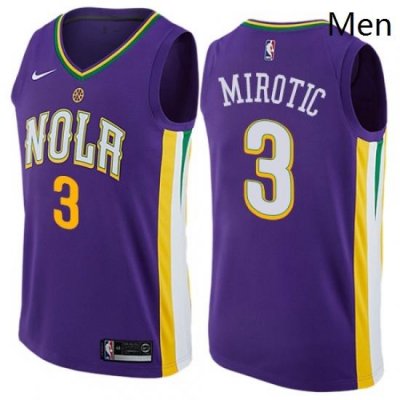 Mens Nike New Orleans Pelicans 3 Nikola Mirotic Swingman Purple NBA Jersey City Edition