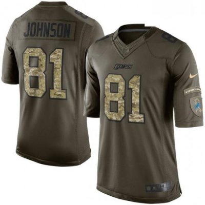 Men Nike Detroit Lions 81 Calvin Johnson Elite Green Salute to Service NFL Jersey