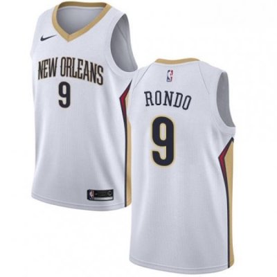 Mens Nike New Orleans Pelicans 9 Rajon Rondo Authentic White Home NBA Jersey Association Edition