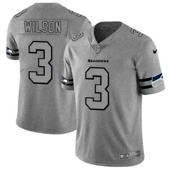 Nike Seahawks 3 Russell Wilson 2019 Gray Gridiron Gray Vapor Untouchable Limited Jersey