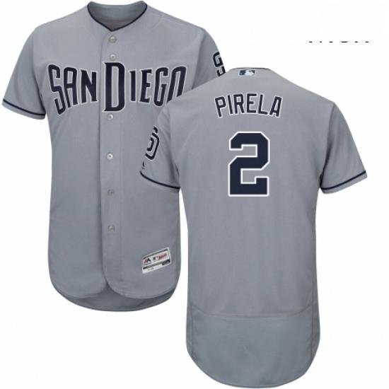 Mens Majestic San Diego Padres 2 Jose Pirela Authentic Grey Road Cool Base MLB Jersey