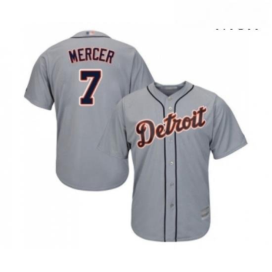 Mens Detroit Tigers 7 Jordy Mercer Replica Grey Road Cool Base Baseball Jersey