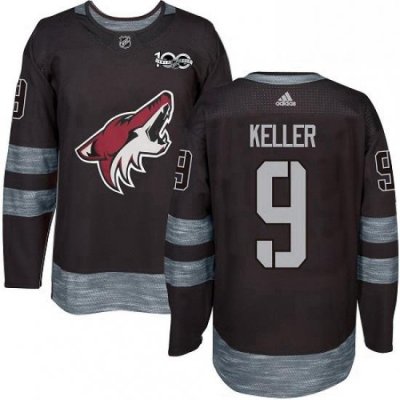 Mens Adidas Arizona Coyotes 9 Clayton Keller Premier Black 1917 2017 100th Anniversary NHL Jersey