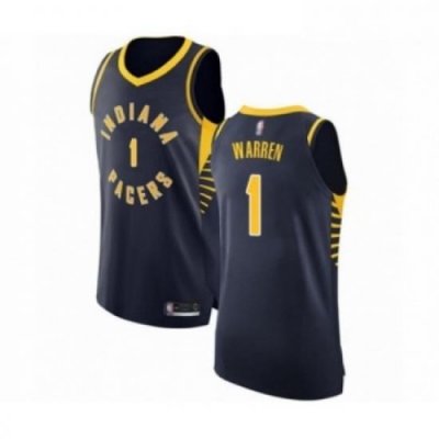 Mens Indiana Pacers 1 TJ Warren Authentic Navy Blue Basketball Jersey Icon Edition