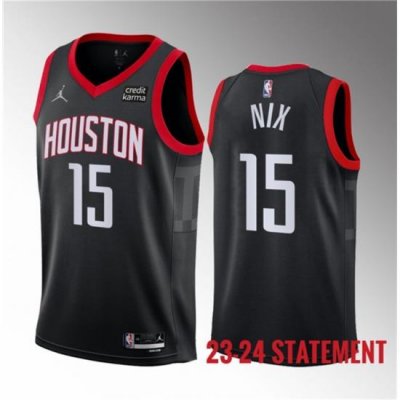 Men Houston Rockets 15 Daishen Nix Black 2023 Statement Edition Stitched Basketball Jersey