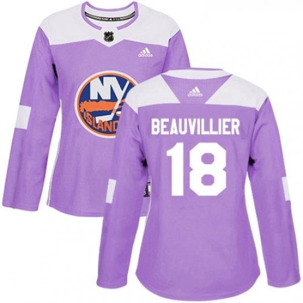 Womens Adidas New York Islanders 18 Anthony Beauvillier Authentic Purple Fights Cancer Practice NHL Jersey