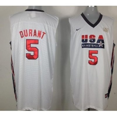 1992 Olympics Team USA 5 Kevin Durant White Swingman Jersey