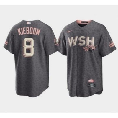 Men Washington Nationals 8 Carter Kieboom 2022 Grey City Connect Cherry Blossom Cool Base Stitched jersey