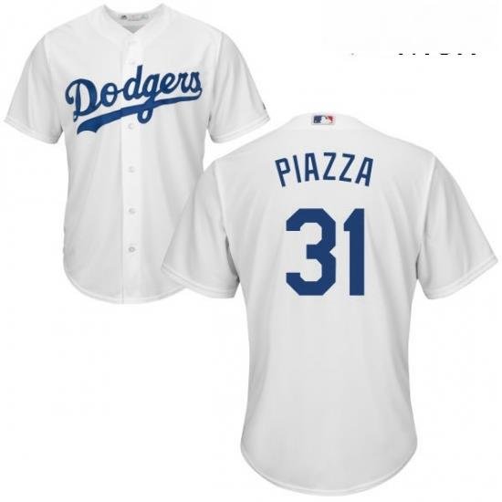 Mens Majestic Los Angeles Dodgers 31 Mike Piazza Replica White Home Cool Base MLB Jersey