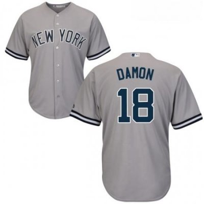 Youth Majestic New York Yankees 18 Johnny Damon Authentic Grey Road MLB Jersey