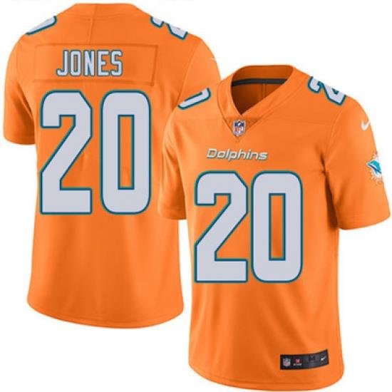 Youth Nike Dolphins #20 Reshad Jones Orange Stitched NFL Limited Rush Jersey