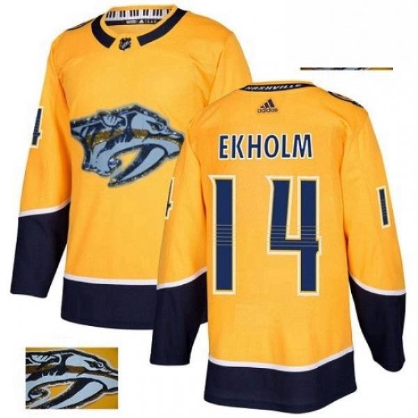 Mens Adidas Nashville Predators 14 Mattias Ekholm Authentic Gold Fashion Gold NHL Jersey