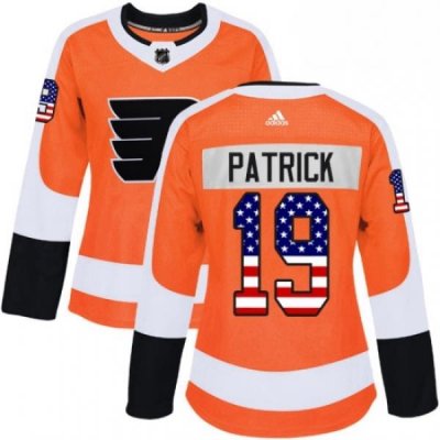 Womens Adidas Philadelphia Flyers 19 Nolan Patrick Authentic Orange USA Flag Fashion NHL Jersey