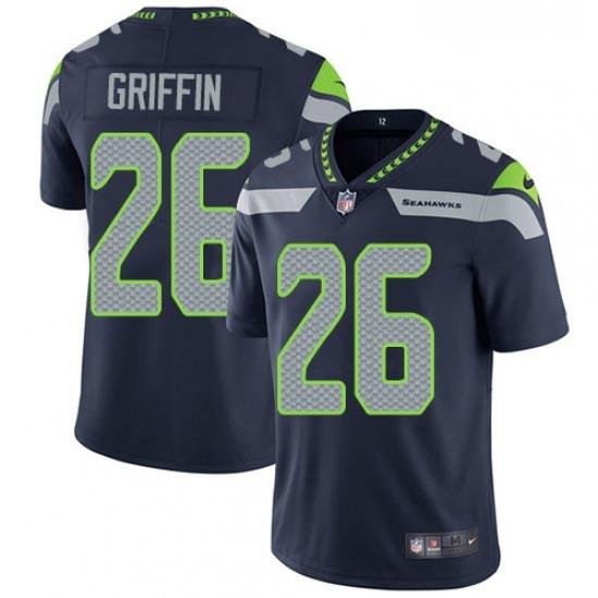 Mens Nike Seattle SeahaWks 26 Shaquill Griffin Steel Blue Team Color Vapor Untouchable Limited Player NFL Jersey