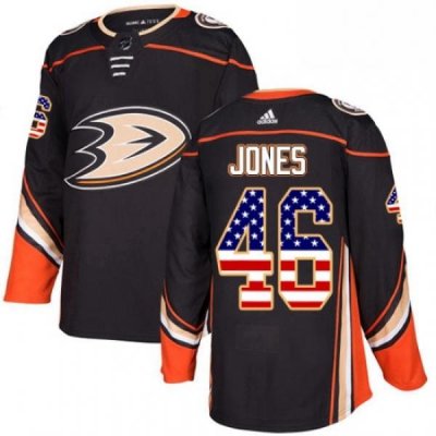 Mens Adidas Anaheim Ducks 46 Max Jones Authentic Black USA Flag Fashion NHL Jersey