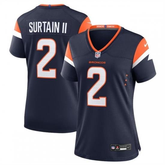 Women Denver Broncos 2 Pat Surtain II Navy 2024 Alternate Stitched Jersey