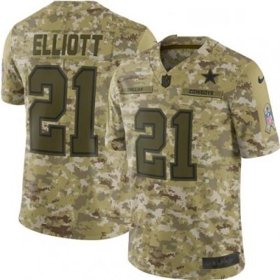 Youth Nike Dallas Cowboys 21 Ezekiel Elliott Limited Camo 2018 Salute to Service NFL Jersey