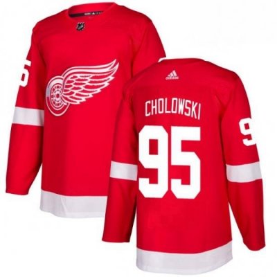 Mens Adidas Detroit Red Wings 95 Dennis Cholowski Premier Red Home NHL Jersey