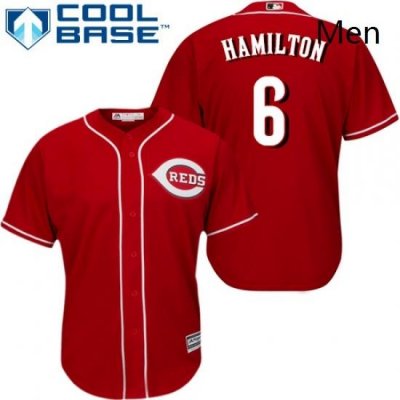 Mens Majestic Cincinnati Reds 6 Billy Hamilton Replica Red Alternate Cool Base MLB Jersey