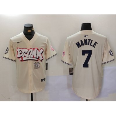 Men New York Yankees 7 Mickey Mantle The Bronx Graffiti V2 Vapor Limited Stitched Baseball Jersey 1