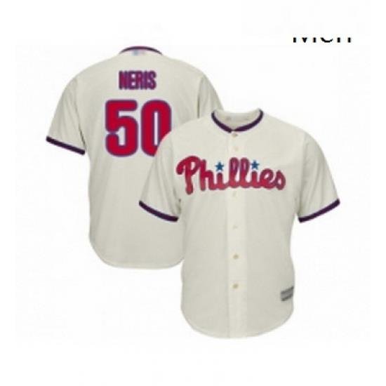 Mens Philadelphia Phillies 50 Hector Neris Replica Cream Alternate Cool Base Baseball Jersey