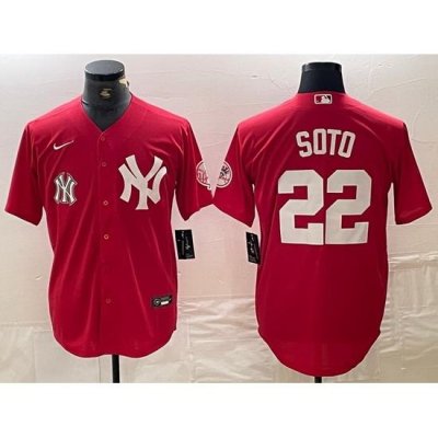 Men NeW York Yankees 22 Juan Soto Red Cool Base Stitched Baseball Jersey 3