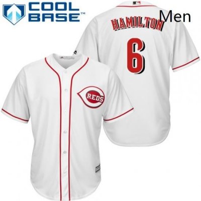 Mens Majestic Cincinnati Reds 6 Billy Hamilton Replica White Home Cool Base MLB Jersey