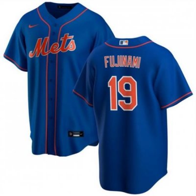 Men NeW York Mets 19 Shintaro Fujinami Blue Cool Base Stitched Baseball Jersey