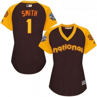 Womens Majestic San Diego Padres 1 Ozzie Smith Authentic Brown 2016 All Star National League BP Cool Base Cool Base MLB Jersey