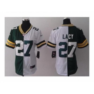 Nike women jerseys Green bay packers #27 lacy white-green[split]