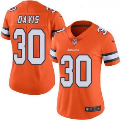 Womens Nike Denver Broncos 30 Terrell Davis Limited Orange Rush Vapor Untouchable NFL Jersey