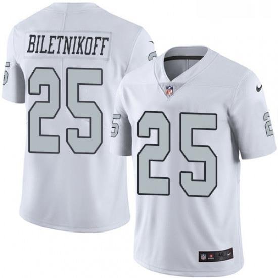 Mens Nike Oakland Raiders 25 Fred Biletnikoff Limited White Rush Vapor Untouchable NFL Jersey