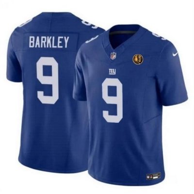 Men New York Giants 9 Matt Barkley Blue 2023 F U S E  With John Madden Patch Vapor Limited Stitched Football Jersey